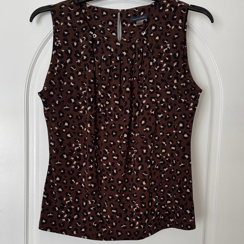 Tommy Hilfiger Sleeveless Leopard Print Blouse